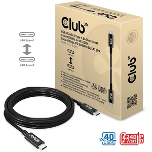 Club 3D USB4 Gen3x2 Type-C Bi-Direktionale Kabel 8K60Hz oder 4K120Hz, Data 40Gbps, PD 240W(48V/5A) EPR St/St 3m-CAC-1579